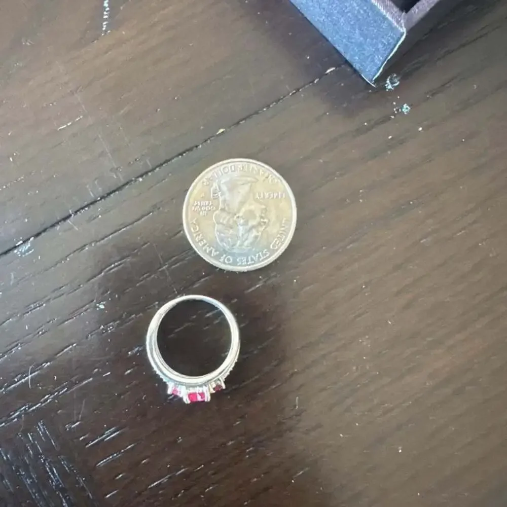 3 ruby Heart Ring 925 silver ring